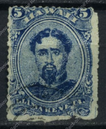 Гаваи 1890-1891 гг. • SC# 52С • 5 c. • король Камехамеха V • Used F-VF ( кат. - $150 ) ®