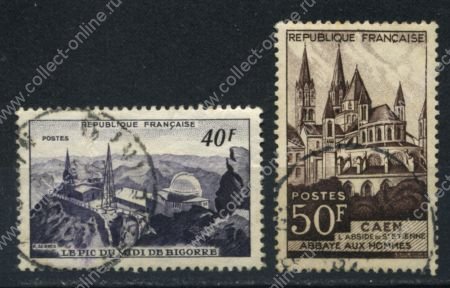 Франция 1951 г. • SC# 673-4 • 40 и 50 fr. • архитектура Франции • полн. серия • Used VF