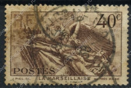 Франция 1936 г. • SC# 310 • 40 c. • Клод Жозеф Руже де Лиль(композитор) • 100 лет со дня смерти • Used VF
