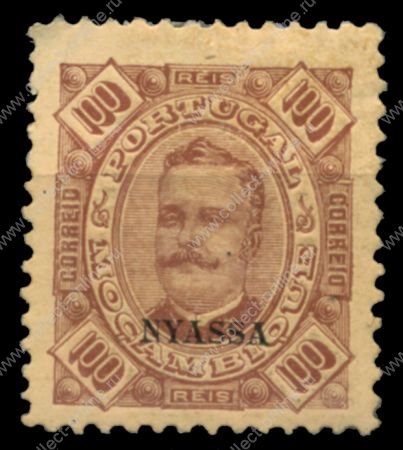 Ньяса • 1898 г. • SC# 9 • 100 r. • король Карлуш I • надп. на м. Португалии • стандарт • MH OG VF