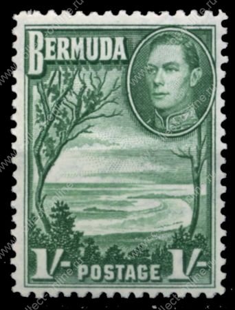 Бермуды 1938-52 гг. Gb# 115 • 1 sh. • Георг VI основной выпуск • Виноградный залив • MNH OG XF+ ( кат.- £2,5 )