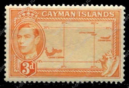 Каймановы о-ва 1938-1948 гг. • Gb# 121 • 3 d. • Георг VI основной выпуск • карта островов • MNH OG VF
