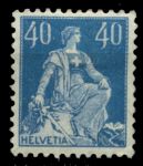 Швейцария 1907-1925 гг. • SC# 137a • 40 c. • Аллегория "Швейцария" (светло-синяя) • стандарт • MH OG VF • ( кат.- $10 )