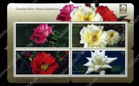 Канада 2001 г. SC# 1910 • 47 c.(4) • Канадские розы • MNH OG XF • блок
