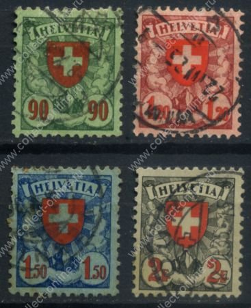 Швейцария 1924 г. • Mi# 194-7(Sc# 200-4) • 90 с. - 2 fr. • Герб Швейцарии • стандарт • полн. серия • Used XF ( кат.- €25+ )