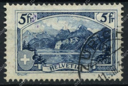 Швейцария 1928 г. • SC# 206 • 5 fr. • Пейзажи Швейцарии • горы Рути • Used XF ( кат.- $10 )