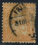 Швейцария 1862-1864 гг. • SC# 45 • 20 r. • сидящая "Швейцария" (простая бум.) • стандарт • Used VF