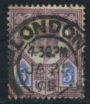 Великобритания 1902-1910 гг. • Gb# 242 • 5 d. • Эдуард VII • пурпурная и голубая • стандарт • Used VF+ ( кат.- £20 )