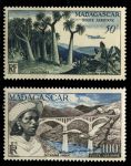 Мадагаскар 1954 г. • Iv# A75-6 • 50 и 100 fr. • авиапочта • MNH OG* VF ( кат.- €15 )