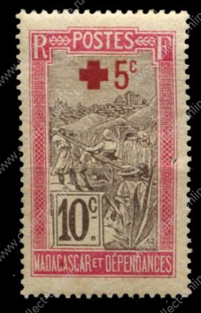 Мадагаскар 1915 г. • Iv# 121 • 10 + 5 c. • для Красного креста • надпечатка доп. номинала • благотворительный выпуск • MNH OG* VF ( кат.- €2 )
