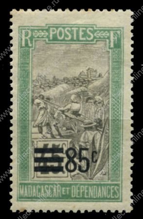 Мадагаскар 1922 - 1927 гг. • Iv# 149 • 85 на 45 c. • осн. выпуск • надпечатка нов. номинала • MNH OG VF ( кат.- €2 )