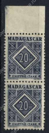 Мадагаскар 1947 г. • Iv# T40 • 20 fr. • концовка серии • служебный выпуск • MNH OG VF • пара ( кат.- €5+ )