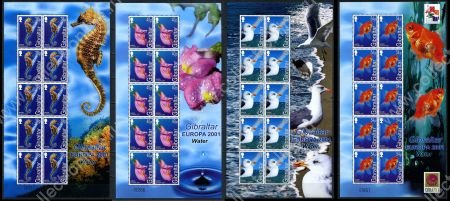 Гибралтар 2001 г. • SC# 871-4a • 30 - 54 p. • выпуск Европа • Фауна океана • MNH OG Люкс • полн. серия • мал. листы ( кат.- $95 )