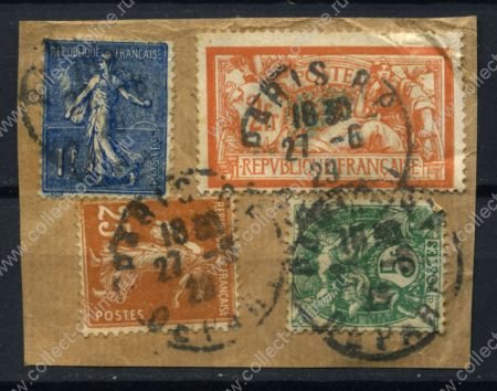 Франция 1927 г. Sc# 127... • 5,25 c.,1 и 2 fr. • гашение - Париж • Used VF • вырезка