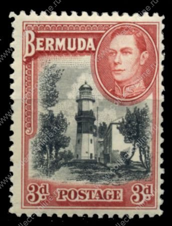 Бермуды 1938-52 гг. Gb# 114 • 3 d. • Георг VI основной выпуск • маяк Дэвида • MNH OG XF ( кат.- £40 )