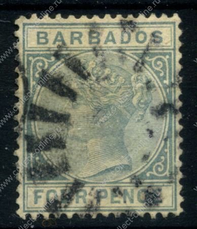 Барбадос 1882-1886 гг. Gb# 97 • 4d. • Королева Виктория • стандарт • Used VF ( кат.- £5 )