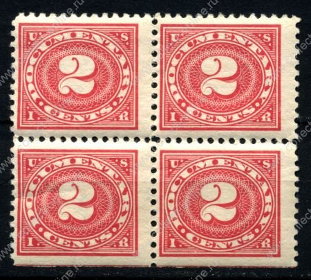 США 1917 г. SC# R229 • 2 c. • для документов • фискальный выпуск • MNH OG VF • кв.блок