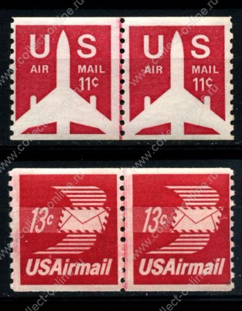 США 1971-73 гг. SC# C82-3 • 11 и 13 c. • Символы авиапочты • из рулона • авиапочта • MNH OG XF • полн. серия • пары