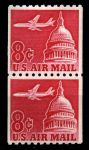 США 1962 г. SC# C65 • 8 c. • самолет над Капитолием • из рулона • авиапочта • MNH OG XF • пара