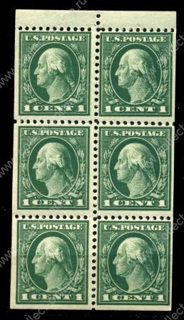США 1926-34 гг. SC# 632a • 1 c. • Джордж Вашингтон • (из буклета) • стандарт • MNH OG VF • блок 6м. ( кат.- $8 )