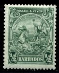 Барбадос 1925-1935 гг. • Gb# 230a • ½ d. • основной выпуск • "Правь Британия" • перф. 13½x12½ • MNH OG XF ( кат.- £9 )
