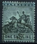 Барбадос 1909-1910 гг. • GB# 169 • 1sh. • "Правь Британия!" • Used XF ( кат. - £16.00)