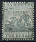 Барбадос 1909-1910 гг. • GB# 166 • 2d. • "Правь Британия!" • (серая) • стандарт • Used VF ( кат. - £20.00)