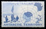 Австралийская антарктическая территория 1957 г. • Gb# 1 • 2 sh. • карта Антарктики • 1-я марка • MNH OG VF