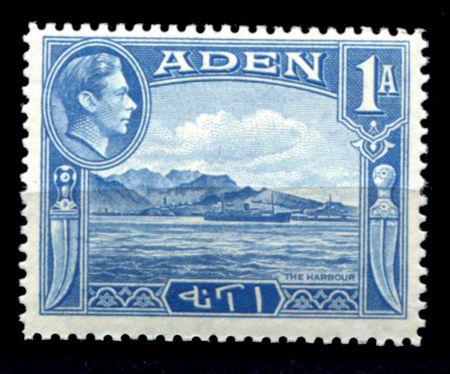 Аден 1939-1948 гг. • Gb# 18 • 1 a. • Георг V • основной выпуск • пароход в бухте Адена • MH OG VF