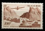 Алжир 1949-1953 гг. • Iv# A10 • 100 fr. • самолёт над древним городом • авиапочта • MNH OG VF ( кат. - €3.50 )