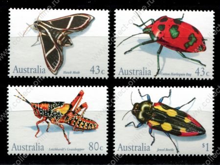 Австралия 1991 г. • Sc# 1211-1214 • 43 c. - $1 • насекомые, жуки • полн. серия • MNH OG VF ( кат. - $7 )