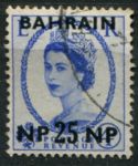Бахрейн 1957-1959 гг. • Gb# 109 • 25 n.p. на 4 d. • Елизавета II • надп. на м. Великобритании • стандарт • Used F-VF (кат.- £2.5)