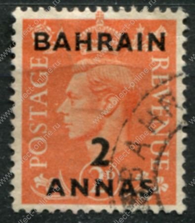 Бахрейн 1948-1949 гг. • Gb# 54 • 2 a. на 2 d. • Георг VI • надп. на м. Великобритании • стандарт • Used VF