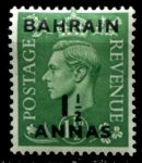 Бахрейн 1950-1955 гг. • Gb# 73 • 1½ a. на 1½ d. • Георг VI • надп. на м. Великобритании • стандарт • MNH OG VF ( кат.- £ 5 )