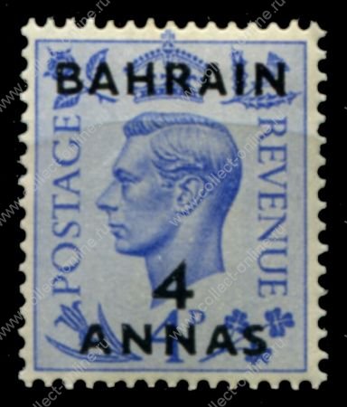 Бахрейн 1950-1955 гг. • Gb# 76 • 4 a. на 4 d. • Георг VI • надп. на м. Великобритании • стандарт • MNH OG VF ( кат.- £ 5.5 )