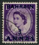 Бахрейн 1952-1954 гг. • Gb# 85 • 3 a. на 3 d. • Елизавета II • надп. на м. Великобритании • стандарт • Used F-VF