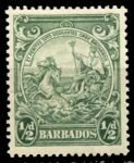 Барбадос 1938-1947 гг. • Gb# 248 • ½ d. • "Правь Британия" • зелён. • стандарт • MH OG VF ( кат. - £6 )