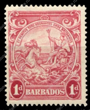 Барбадос 1938-1947 гг. • Gb# 249a • 1 d. • "Правь Британия" • перф. 14 • стандарт • MH OG VF ( кат. - £16 )