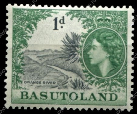 Басутоленд 1954-1958 гг. • Gb# 44 • 1 d. • Елизавета II • основной выпуск • река Оранжевая • MH OG VF