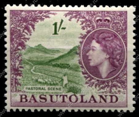 Басутоленд 1954-1958 гг. • Gb# 49 • 1 sh. • Елизавета II • основной выпуск • овцы на пастбище • MH OG VF