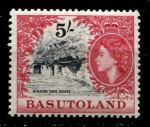 Басутоленд 1954-1958 гг. • Gb# 52 • 5 sh. • Елизавета II • основной выпуск • пещерный дом • MNH OG VF ( кат. - £15 )