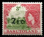 Басутоленд 1961 г. • Gb# 61 • 2½ c. на 3 d. • Елизавета II • основной выпуск • надпечатка(тип I) нов. номинала в центах • MH OG VF