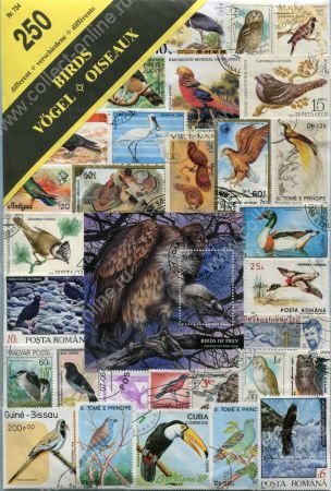 Птицы • Набор 250 разных марок всего мира • XF