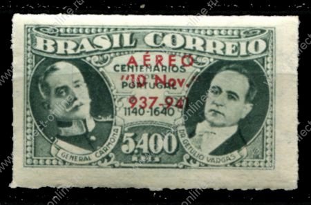 Бразилия 1941 г. • Sc# C45 • 5400 r. • 4-я годовщина новой конституции • надпечатка • авиапочта • MNH OG XF ( кат. - $5+ )