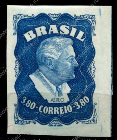 Бразилия 1949 г. • SC# C76 • 3.80 cr. • Президент Ф.Д. Рузвельт (памятный выпуск) б.з. • авиапочта • MNH OG XF