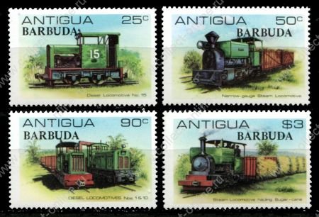 Барбуда 1981 г. • SC# 469-72 • 25 c. - $3 • Первые локомотивы • полн. серия • MNH OG VF ( кат.- $10 )