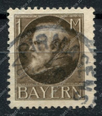 Бавария 1916-1918 гг. • Mi# 104A • 1 M. • король Людвиг III • стандарт • Used F-VF ( кат.- € 4 )
