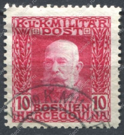 Босния и Герцеговина 1912-1914 гг. • SC# 70 • 10 h. • армейская почта • император Франц-Иосиф • Used VF
