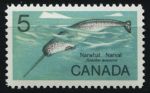 Канада 1968 г. • SC# 480 • 5 c. • Обитатели морей • нарвал • MNH OG XF