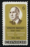 Канада 1969 г. • SC# 491 • 6 c. • Винсент Мэсси (политик) • MNH OG XF
